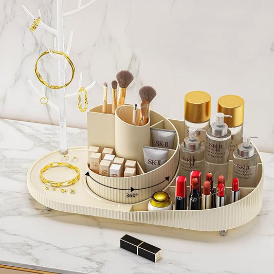 Rotating Makeup Organizer With Jewelry Storage  Large Capacity