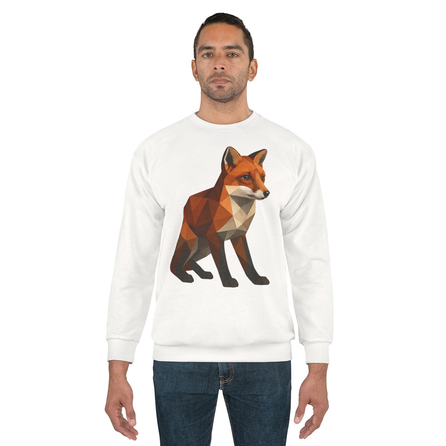 Geometric Fox Sweatshirt, Stylish Unisex Pullover, Cozy Gift for Animal Lovers, Trendy Casual Wear, Unique Graphic Apparel