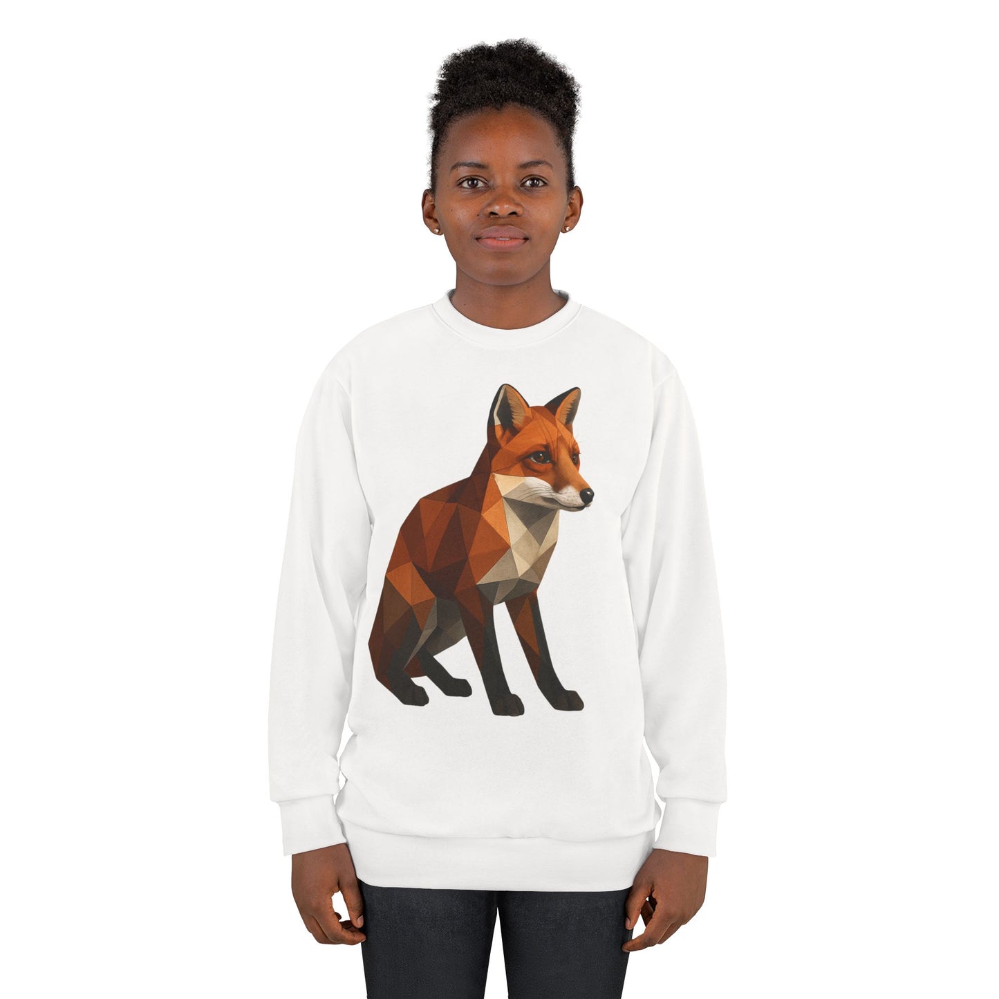 Geometric Fox Sweatshirt, Stylish Unisex Pullover, Cozy Gift for Animal Lovers, Trendy Casual Wear, Unique Graphic Apparel