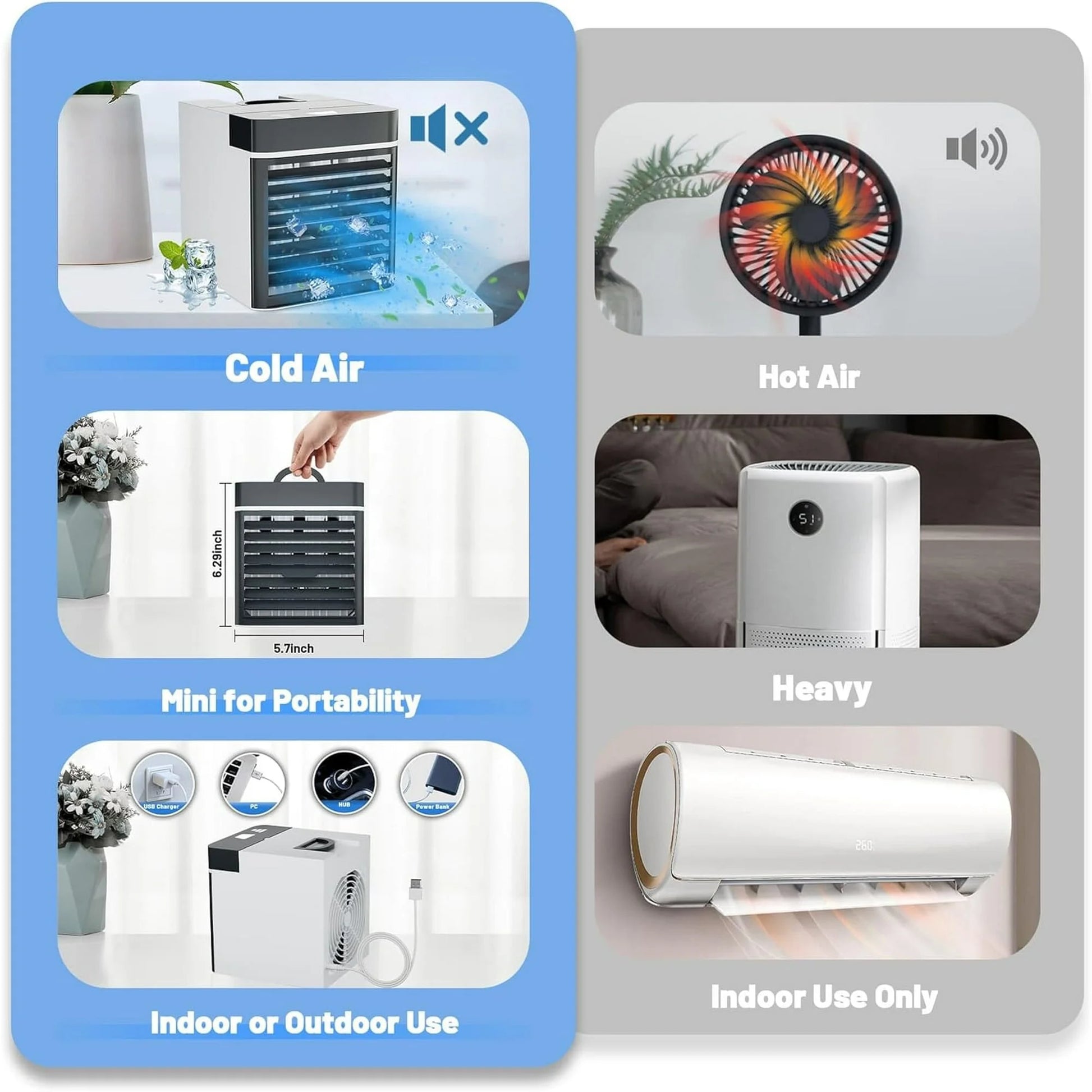 Mini Portable Air Conditioner Cooling for Bedroom