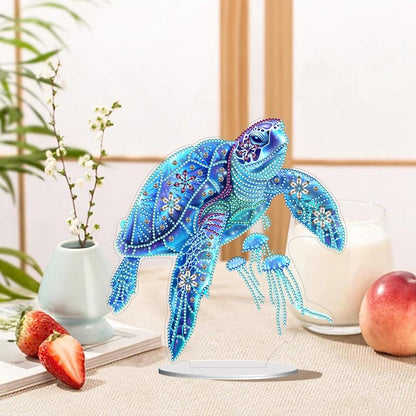 2D Flat Sea Turtle Print DIY Diamond Painting Tabletop Ornaments Kit Table Top Diamond Painting Ornament Kits for Home Office Desktop Decor HOT