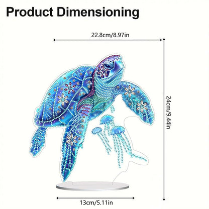 2D Flat Sea Turtle Print DIY Diamond Painting Tabletop Ornaments Kit Table Top Diamond Painting Ornament Kits for Home Office Desktop Decor HOT